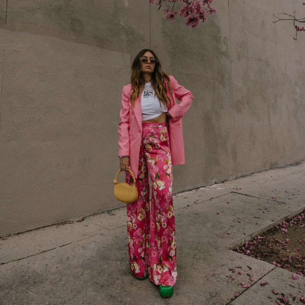 L’agence Pink Floral Trouser Pants